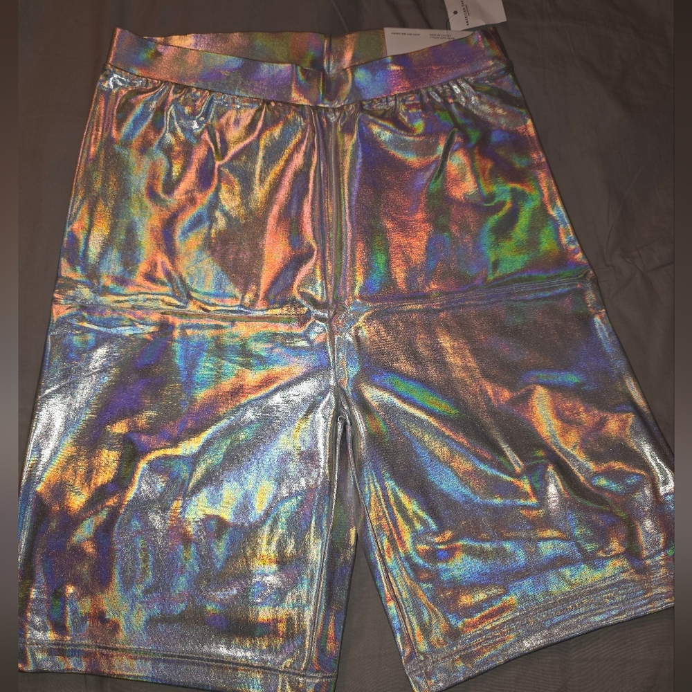 Shimmering Holographic Bike Shorts women SMALL
